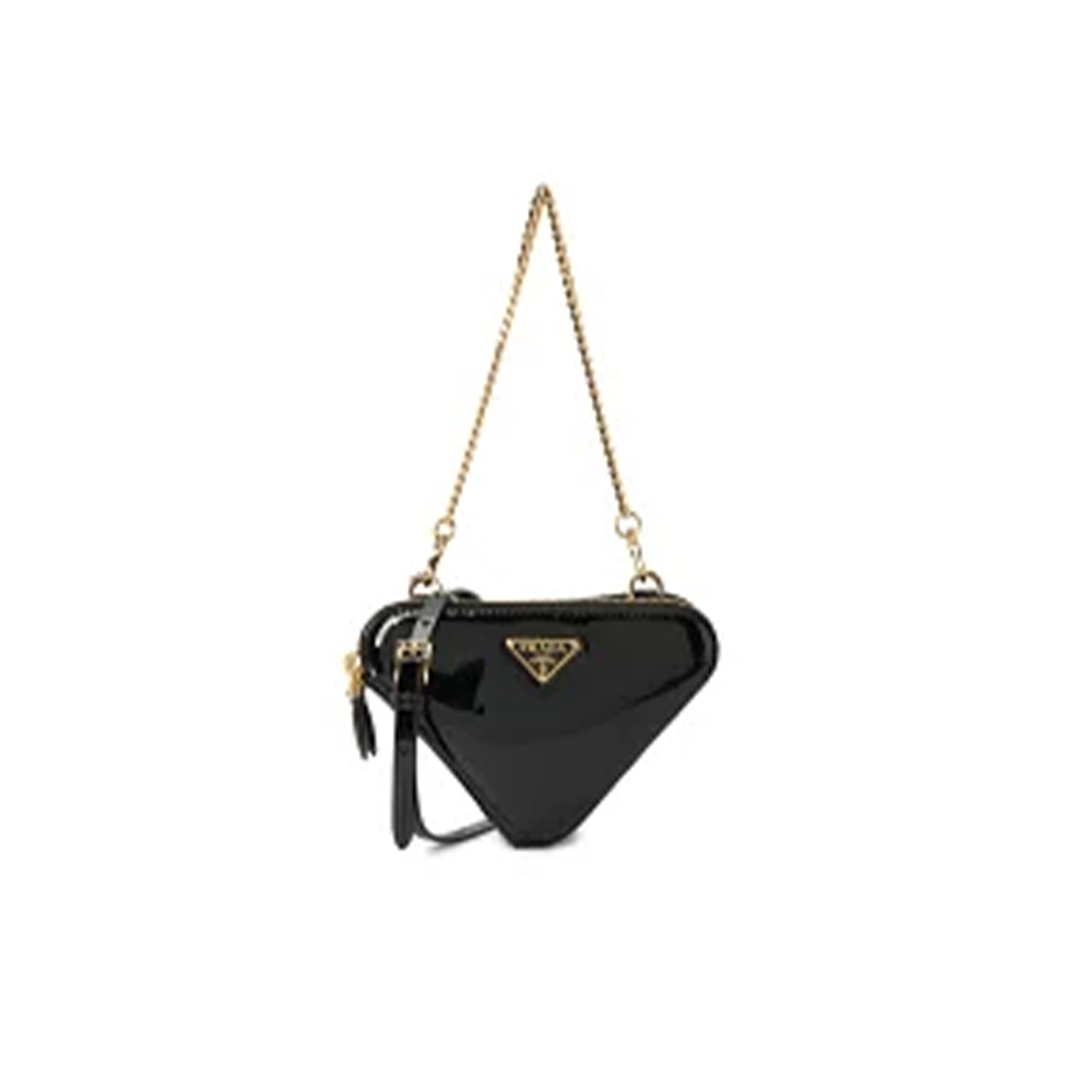 Pra*a triangle-logo leather mini pouch 1nr015 (15*10cm)
